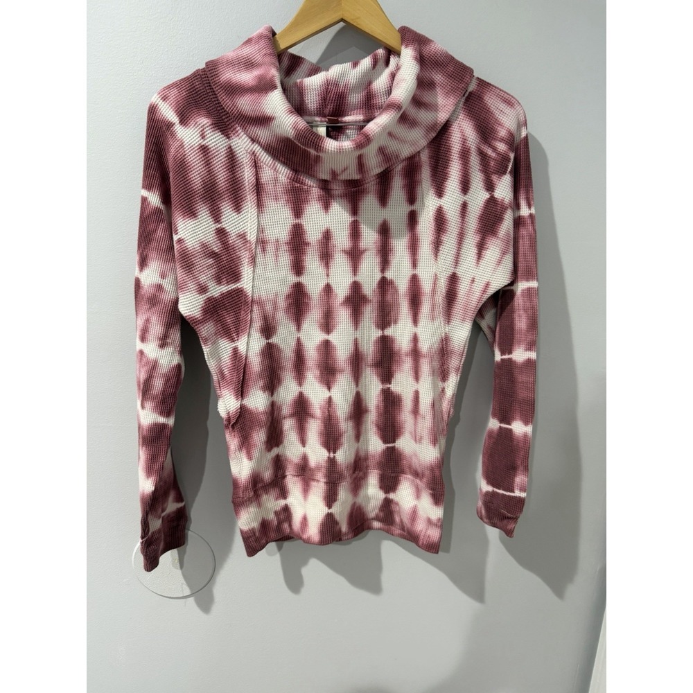 Pilcro Anthropologie Angie Mock Neck Waffle Thermal Tie Dye Shirt XS
